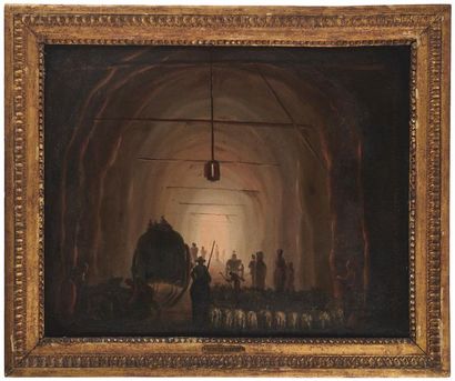 null Hubert ROBERT (1733-1808)
La grotte du Pausilippe
Huile sur toile (Chancis,...