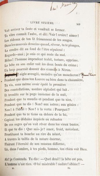 null Victor HUGO. Les Contemplations. S.l.n.d. (1856). In-8, demi-chagrin rouge,...
