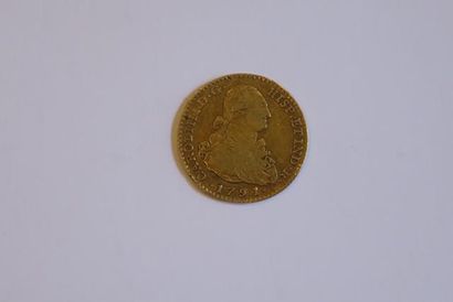 null ESPAGNE
Une monnaie de 2 escudos or 
CAROL IIII, D.G, HISP ET IND .R ,1791.
Poids...