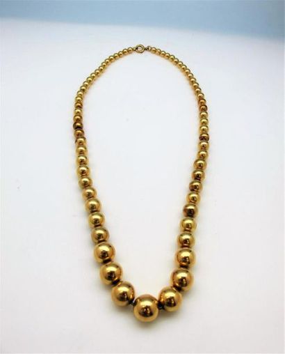 null Collier en or jaune 750°/°° dit marseillais en perles d'or en chute. Fermoir...