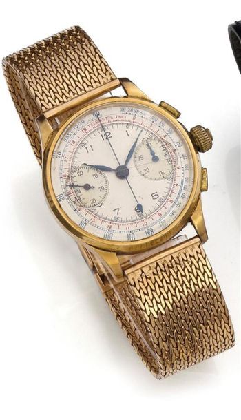null Men's wristwatch in 750° yellow gold/°°° gold dial, with two counters, with...
