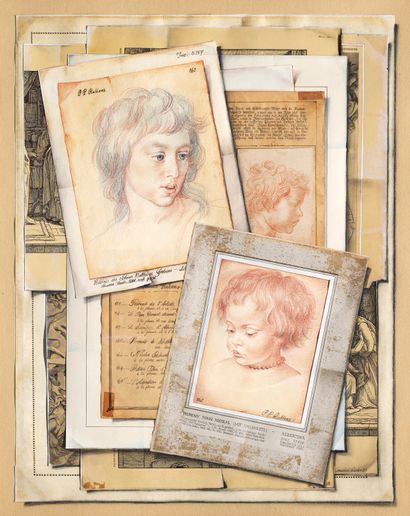 Raeder, Cornelia Aus dem Rubensnachlass (3 Kinderbildnisse). 1989. Collage. Mischtechnik... Gazette Drouot