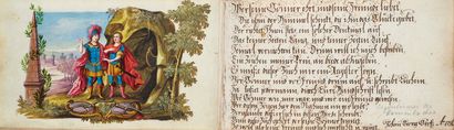 Stammbuch von Johann Georg Gross. Mit 25 prachtvollen Originalzeichnungen, handkolorierten... Gazette Drouot