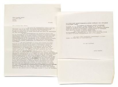 Gropius, Walter Zwei maschinenschriftliche Briefe, einer mit eigenhändiger Unterschrift.... Gazette Drouot