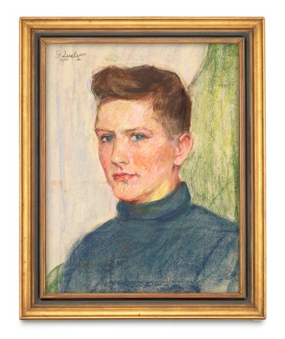 Zuelzer, Gertrud Portrait eines jungen Mannes. 1954. Pastell auf Bütten, punktuell... Gazette Drouot