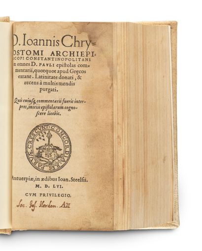 Chrysostomus, Johannes D. Ioannis Chrysostomi archiepiscopi Constantinopolitani in... Gazette Drouot