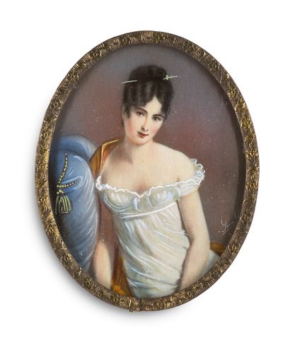 Gérard (nach), François Miniatur-Porträt von Juliette Récamier. Spätes 19. Jh. Gouache... Gazette Drouot