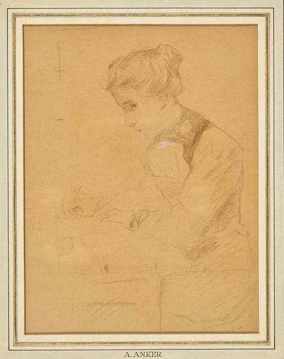 ANKER, ALBERT ­ Junge Frau beim Schreiben. ANKER, ALBERT (1831 Ins 1910)
Junge Frau... Gazette Drouot