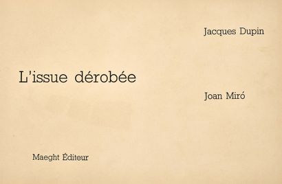 MIRÓ, JOAN ­ Jacques Dupin: 