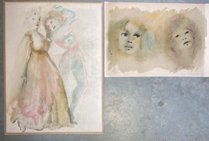  Leonor FINI (1908-1996)
Suite of 2 lithographs signed lower right, numbered E.A... Gazette Drouot