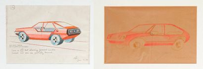 null Raymond LOEWY (1893-1986) 

Deux études de voitures. 

Dessins sur papier. 

L'un...