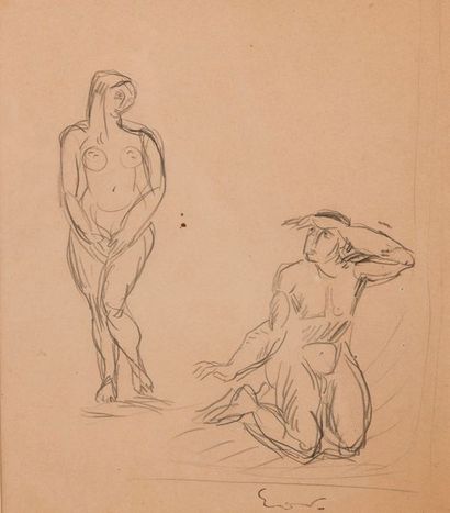 null Emile Othon FRIESZ (1879-1949) 

Etude de personnages. 

Mine de plomb sur papier....
