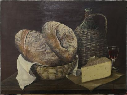 null M. BILLEY (XXème)

Nature morte aux deux pains et au fromage.

Huile sur toile.

Signée...