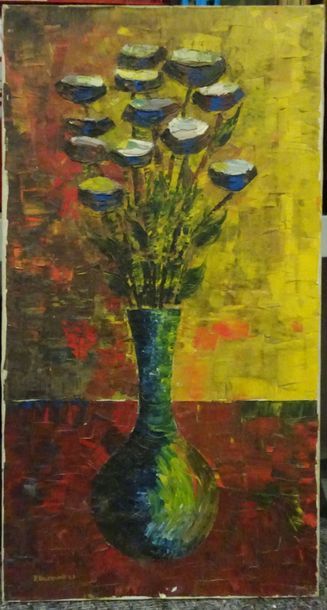 null P. VALENTINER (XXème)

Vase de fleurs sur un entablement. [19]63.

Huile sur...