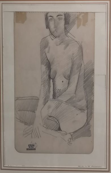 Rodolphe Théophile BOSSHARD (1889-1960) 

Nu féminin assis en tailleur.

Dessin au...