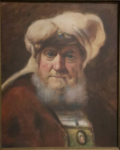 Ecole du début du XXème siècle 

Homme au turban.

Huile sur toile.

44 x 38 cm....