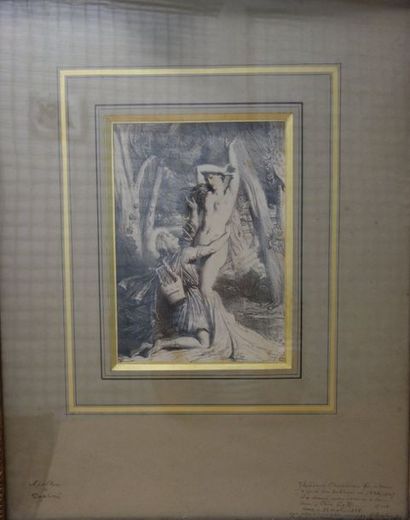 Théodore CHASSÉRIAU (1819-1856) 

Apollon et Daphné. 

Lithographie. 

Monogrammée...