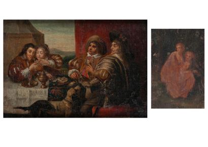ÉCOLE du XVIIème siècle 

Les joueurs de cartes. 

Huile sur toile marouflée sur...