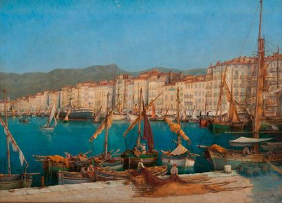 Ecole de la fin du XIXème ou début du XXème siècle 
Le port de Toulon.
Huile sur...