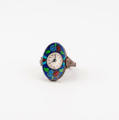 DIDISHEIM-GOLDSCHMIOT Fils & Co 

Bague formant montre en argent (935).

Lunette...