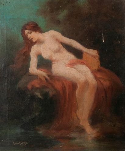 Adolphe LA LYRE (1848-1933) 

Jeune femme rousse assise. 

Huile sur toile. 

Signée...