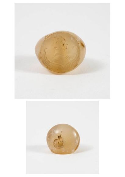 PERSE, époque Sassanide (224-651) 

Sceau en agate translucide gravée d'une intaille...