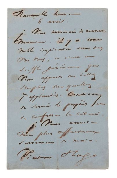 Lettre autographe de Victor HUGO (1802-1885)...
