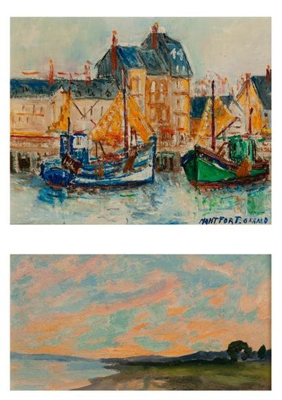 Gérald MONFORT (1852-1976) 

Le port de Trouville. 

Huile sur toile. 

Signée en...