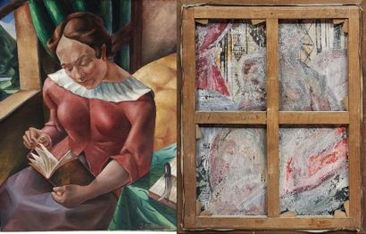 Jean-François THOMAS (1894-1939) 

Femme lisant. 

Huile sur toile. 

Signée en bas...