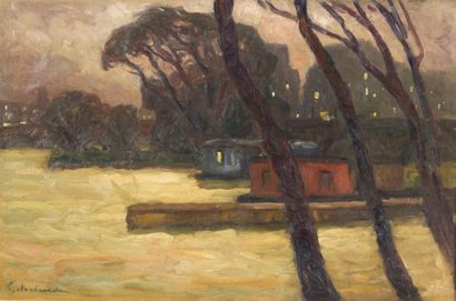 Gaston Balande (1880-1971). 

Lumières du Port au crépuscule. 

Huile sur toile....