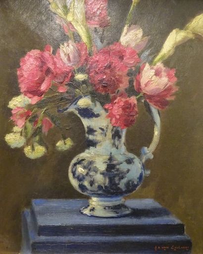 Jean-Dominique van CAULAERT (1897-1979) 

Bouquet de pivoines dans une verseuse en...