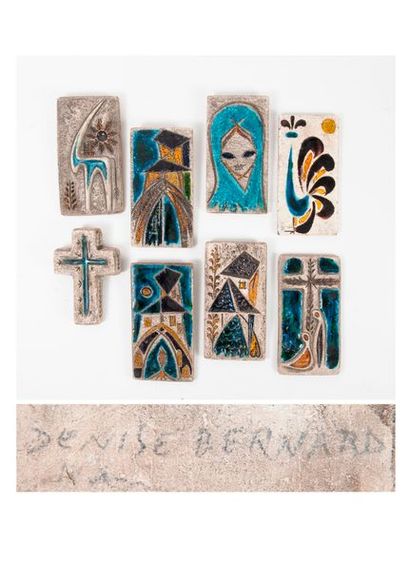 Denise BERNARD (XXème siècle) 

Lot de sept plaques de forme rectangulaire et d'un...