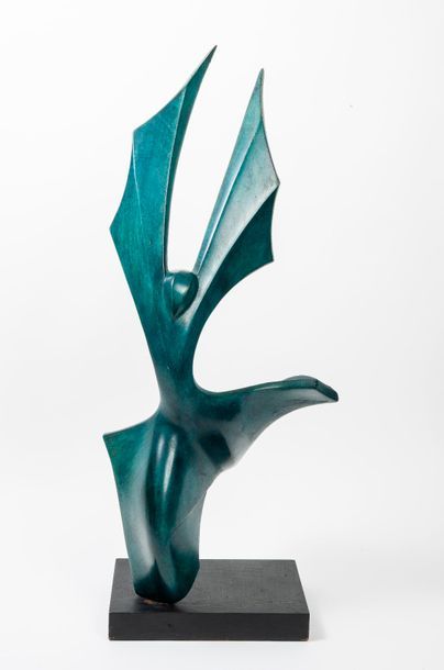 Dominique DARDEK (1957) 

Sans titre. 

Épreuve en bronze à patine bleue sur socle...