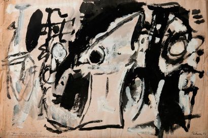 Albert Bitran (1929-2018) 

Composition, 1963. 

Encre et gouache sur papier. 

Signée...