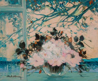 MICHEL-HENRY (1928-2016) 

Bouquet de roses Queen Elizabeth.

Huile sur toile. 

Signée...