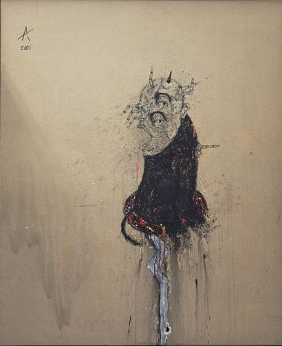 Sabhan Adam (1972) 

Gnome, 2006. 

Technique mixte sur toile. 

Monogrammée et datée...