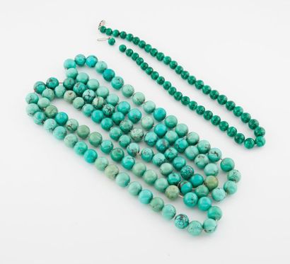 null Long sautoir de perles de turquoises matrix, certaines éteintes.

Long. : 150...