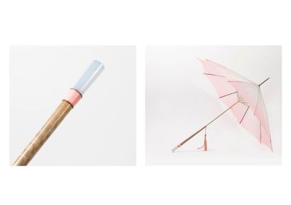null Dans le goût russe.

Parapluie à toile en nylon rose, jaune et parme, au manche...
