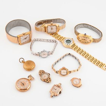 null Lot de montres bracelets de dame et d'homme en acier et métal doré dont EDOX,...
