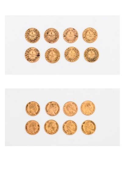 null 8 pièces de 5 Francs or, Napoléon III. 

PT. : 12,7 g. 
