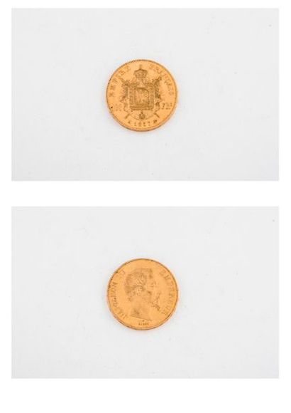 null 1 pièce de 100 Francs or. 

Napoléon III, tête nue. 1857. 

P. : 32,2 g.