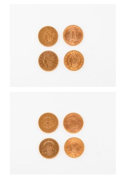 null ETATS UNIS D'AMERIQUE 

4 pièces de 20 dollars or. 

1860, 1895, 1907, 1908....