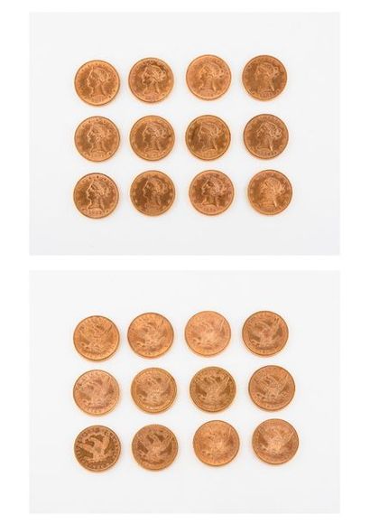 null ETATS UNIS D'AMERIQUE 

12 pièces de 10 dollars or. 

3x1881, 1882, 1885, 1887,...