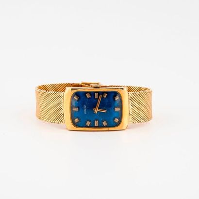 LORENZ 

Montre bracelet d'homme en or jaune (750).

Boîtier rectangulaire à pans...