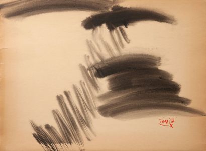 T'ANG Haywen (1927-1991) 
Sans titre.
Encre et lavis d'encre sur papier.
Signé vers...