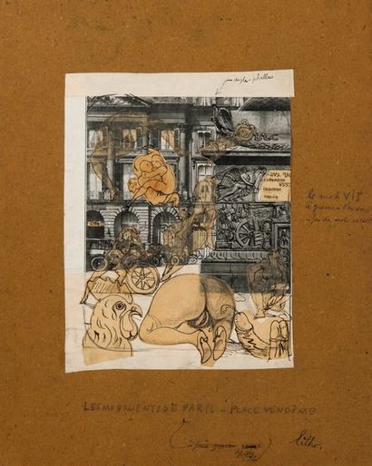 André MASSON (1896-1987) 
Les monuments de Paris, scènes érotiques.
Plume et encre...