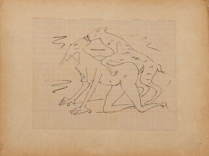 André MASSON (1896-1987) 
La saillie.
Plume et encre de Chine sur une page de cahier...