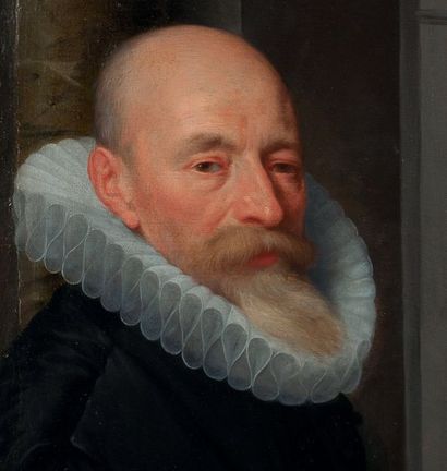 Attribué à Frans II POURBUS (Anvers 1569-Paris 1622) Portraits d'un couple:
A gauche:...