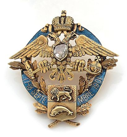 null Présent impérial du Tsar Nicolas II de Russie.
Broche en or 56 zolotniks (583...