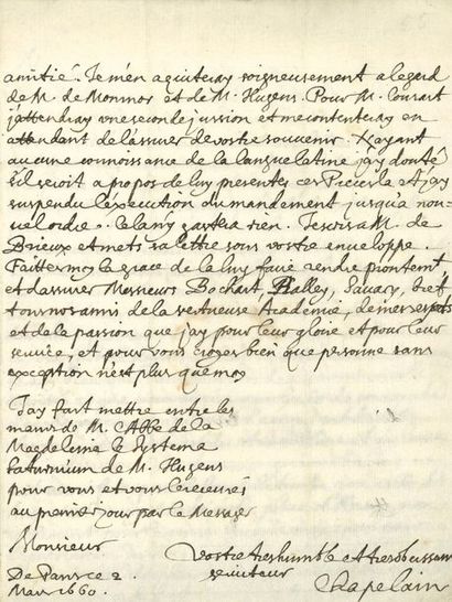 CHAPELAIN Jean (1595-1674) poète; membre fondateur de l'Académie française, où il...